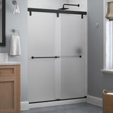 Lyndall 60 in. x 71-1/2 in. Frameless Mod Soft-Close Sliding Shower Door in Matte Black with 1/4 in. (6 mm) Clear Glass - Super Arbor