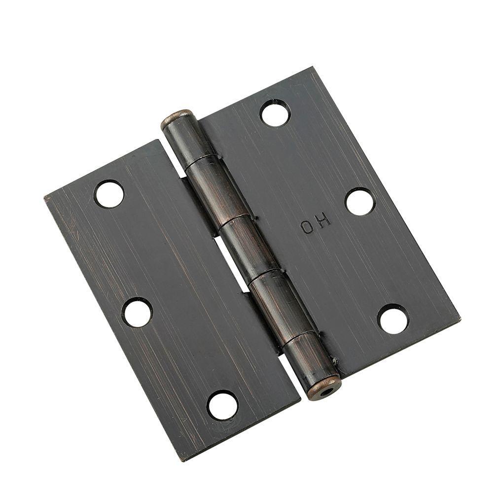 (2-Pack) 3-1/2 in. x 3-1/2 in. Antique Brass Full Mortise Butt Hinge