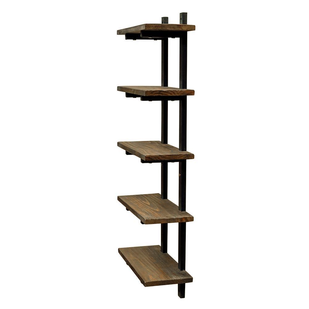 Pomona 20 in. W Wall Mounted 5-Tier Bath Shelf with Metal Frame and Solid Wood - Super Arbor