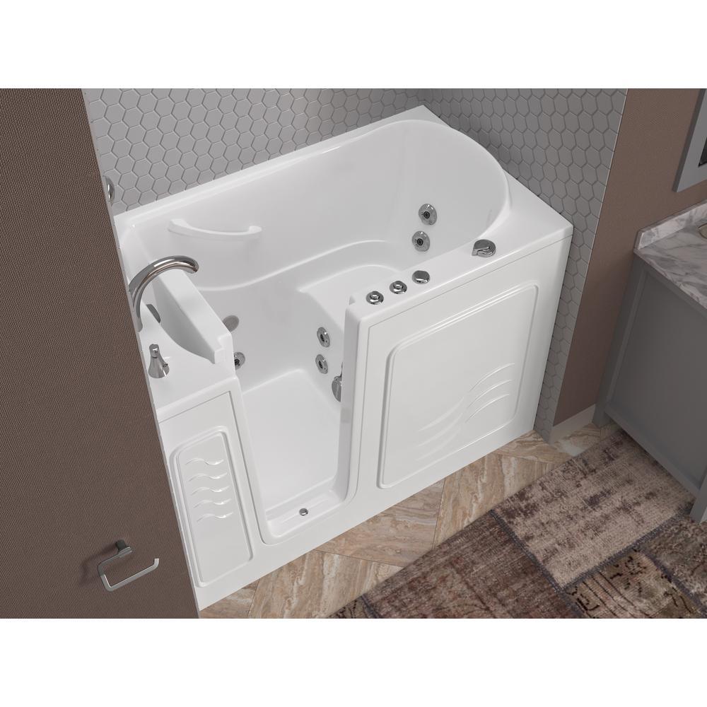 HD Series 53 in. Left Drain Quick Fill Walk-In Whirlpool Bath Tub with Powered Fast Drain in White - Super Arbor