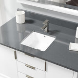 Rene 16 in. Undermount Bathroom Sink in White with Pop-Up Drain in Brushed Nickel