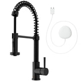 Edison Single-Handle Pull-Down Sprayer Kitchen Faucet with FloodSense Technology in Matte Black - Super Arbor