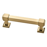 Classic Square 3 in. (76mm) Center-to-Center Classic Satin Nickel and Clear Glass Bar Drawer Pull - Super Arbor