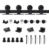 6.6 ft./79 in. Top Mount Sliding Barn Door Hardware Track Kit for Double Doors with Non-Routed Floor Guide Black - Super Arbor