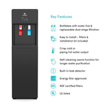 Self-Cleaning Touchless Bottle-Less Water Cooler Dispenser with Hot/Cold Water, Child Lock, NSF/UL/ENERGY STAR, Black