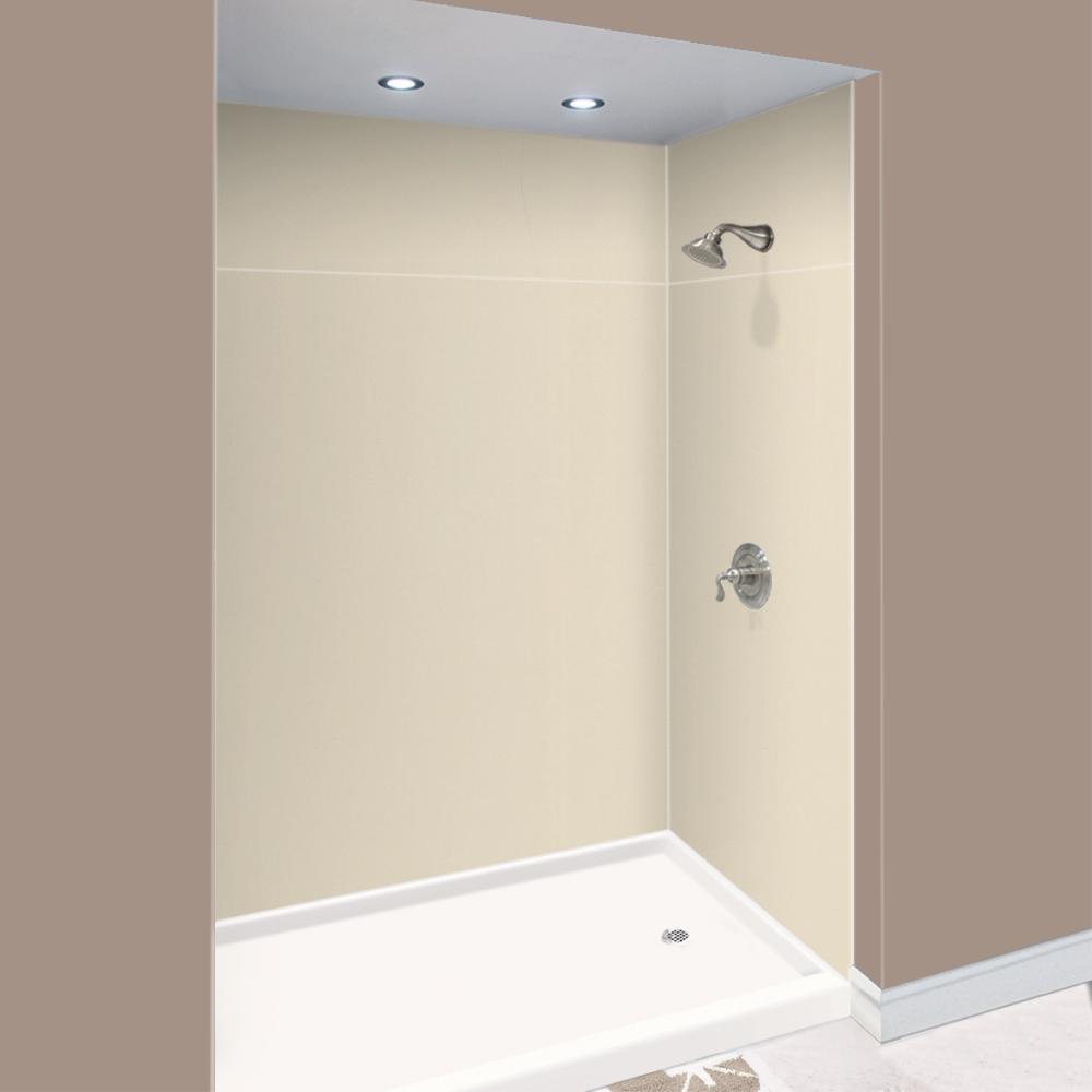Expressions 48 in. x 48 in. x 96 in. 4-Piece Easy Up Adhesive Alcove Shower Wall Surround in Bianca - Super Arbor