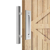 12 in. Black Square Pull and Flush Sliding Barn Door Handle Set - Super Arbor