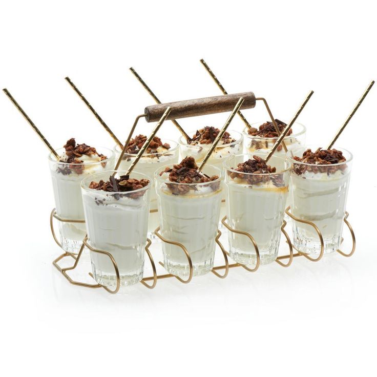 8-Piece Glass and Metal Entertaining Set with Caddy and Individual Serving Spoons