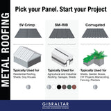 Gibraltar Building Products 3.125-ft x 12-ft SM-Rib White Galvalume Steel Roof Panel, 29-Gauge, 36-in Coverage