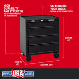 CRAFTSMAN 1000 Series 26.5-in W x 32.5-in H 4-Drawer Steel Rolling Tool Cabinet (Black)
