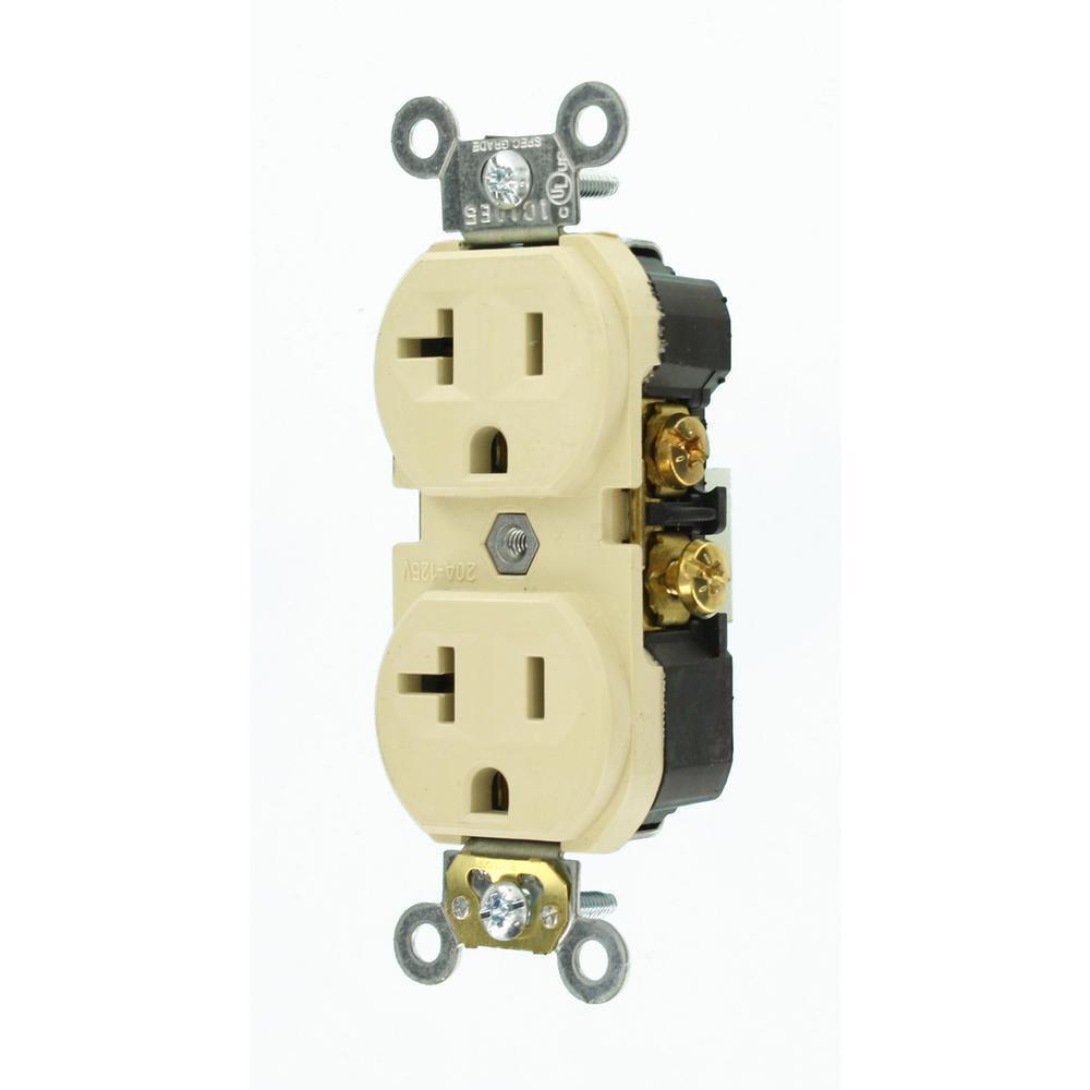 20 Amp Commercial Grade Duplex Outlet, Ivory - Super Arbor