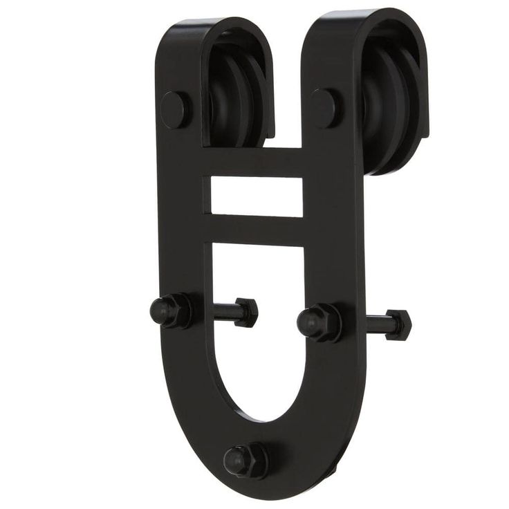 72 in. Black Horseshoe Sliding Barn Door Track and Hardware Kit
