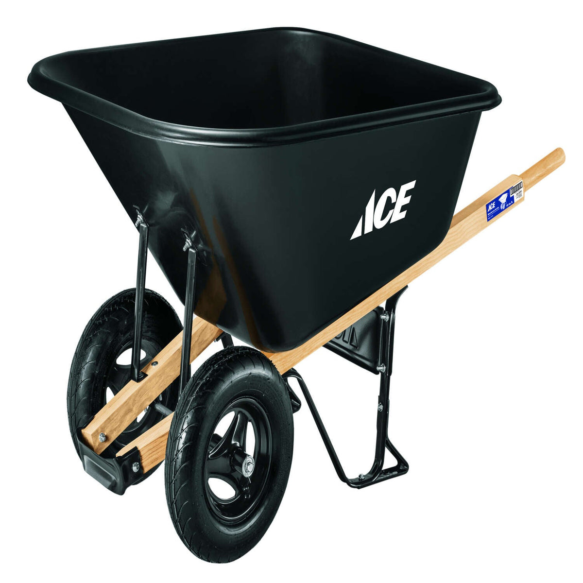 Ace Poly Wheelbarrow, Dual-Wheel, 10 cu ft