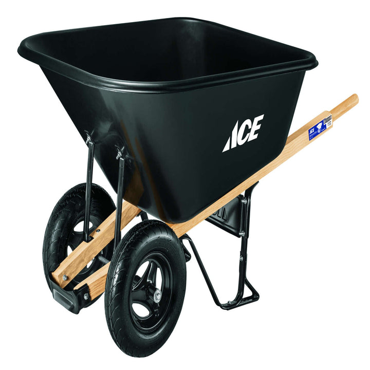 Ace Poly Wheelbarrow, Dual-Wheel, 10 cu ft