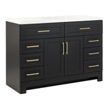 Style Selections Cauley 48-in Black Single Sink Bathroom Vanity with White Cultured Marble Top