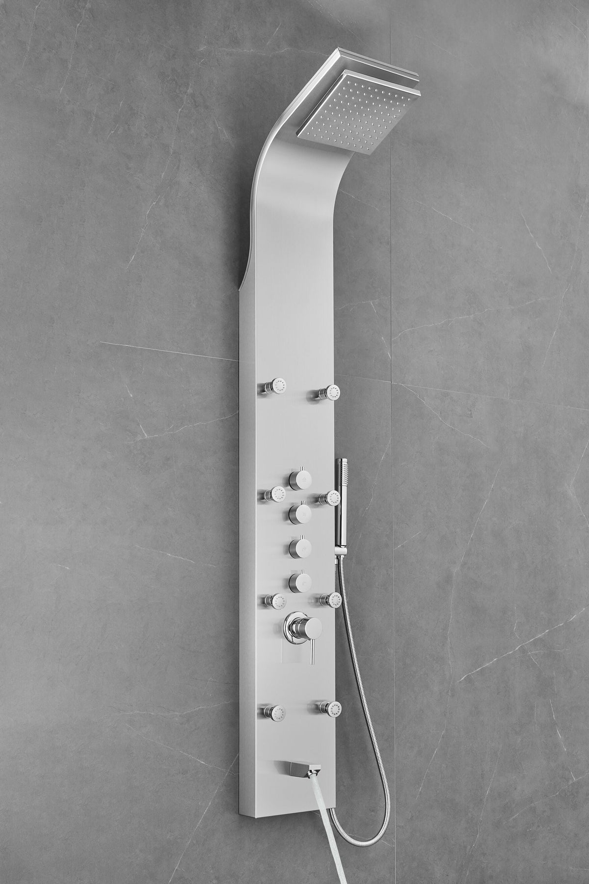 AKDY 65-in Stainless Steel 8-Spray Shower Panel System with 5-Way Diverter (Valve Included)