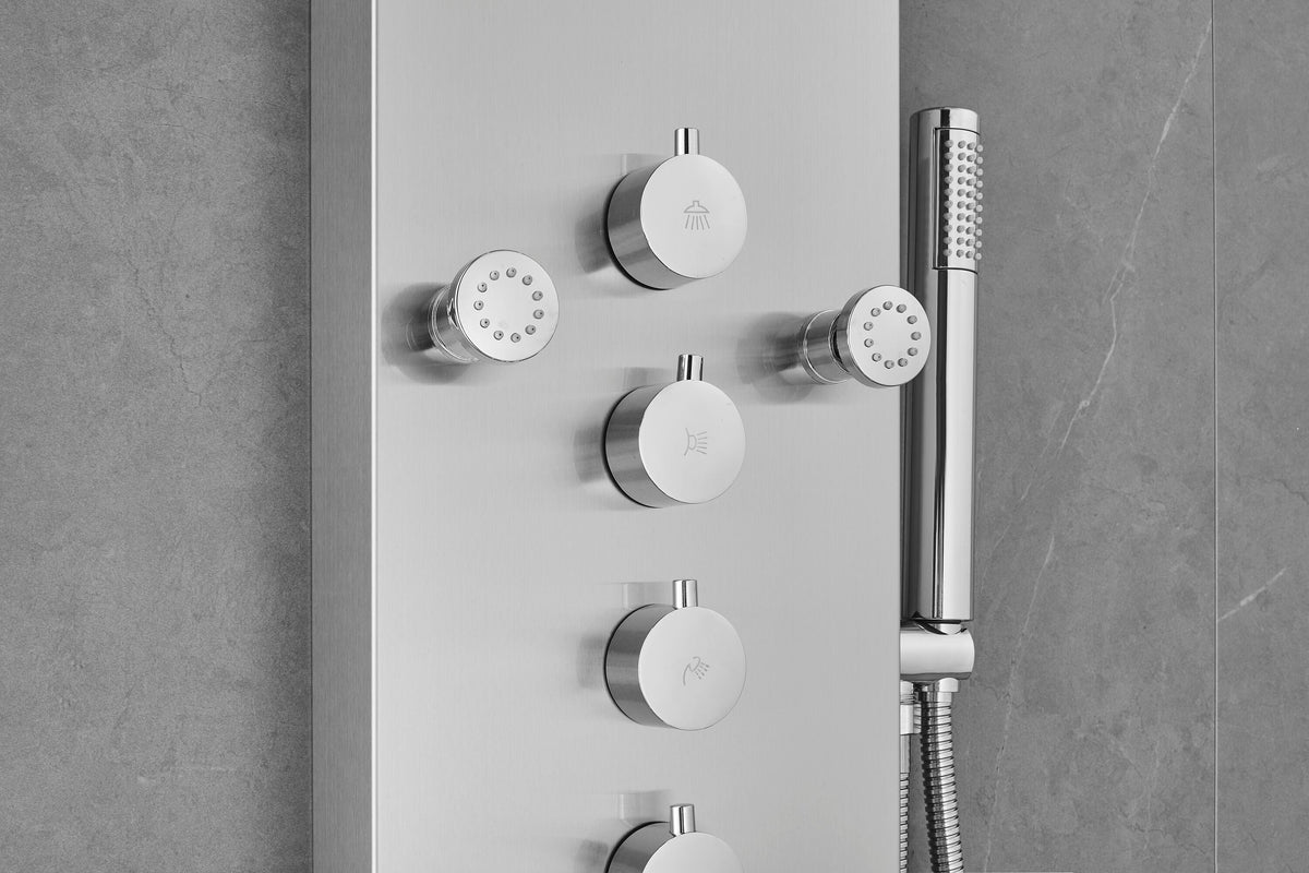 AKDY 65-in Stainless Steel 8-Spray Shower Panel System with 5-Way Diverter (Valve Included)