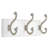 10 in. White and Satin Nickel Scroll Hook Rack - Super Arbor
