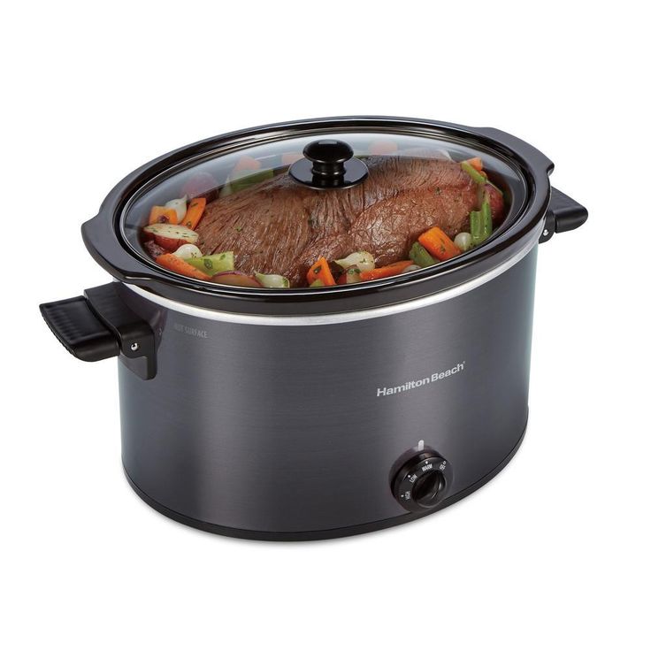 10 Qt. Black Slow Cooker with Folding Handles