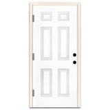 30 in. x 80 in. Premium 6-Panel Primed White Steel Prehung Front Door Left-Hand Outswing and 4 in. Wall - Super Arbor