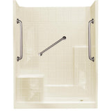 60 in. x 33 in. x 77 in. Standard Plus 24 Low Threshold 3-Piece Shower Kit in White with Right Seat and Left Drain - Super Arbor
