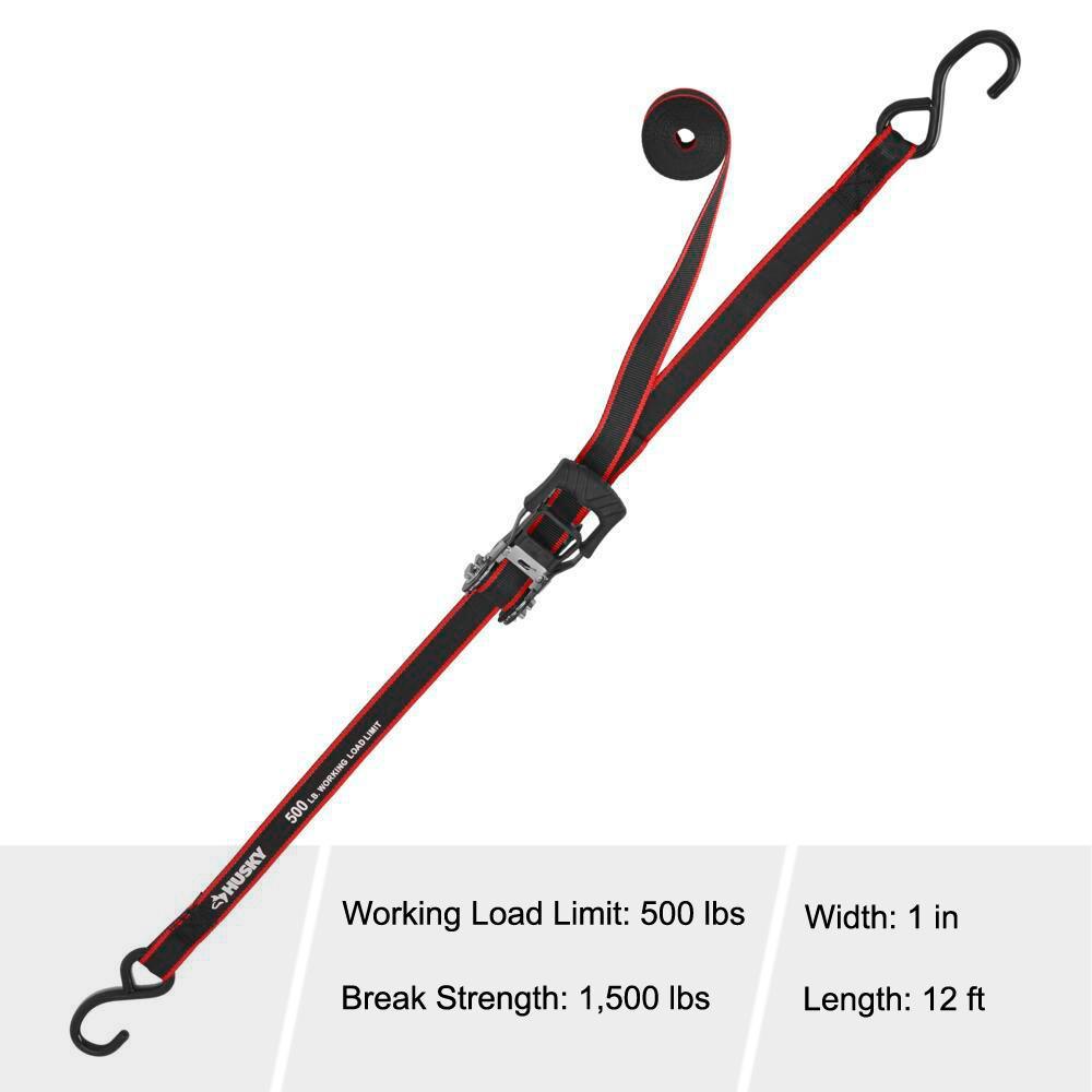 12 ft. x 1 in. Ratchet Tie Down with S-Hook (4-Pack) - Super Arbor