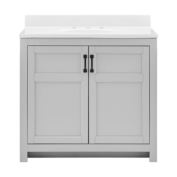 Style Selections Lowry 37-in Light Gray Single Sink Bathroom Vanity with White Acrylic Top