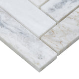 American Olean Genuine Stone White Ember 11-in x 12-in Honed Marble Herringbone Floor and Wall Mosaic Tile (0.67-sq ft per Piece)