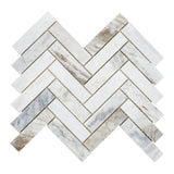 American Olean Genuine Stone White Ember 11-in x 12-in Honed Marble Herringbone Floor and Wall Mosaic Tile (0.67-sq ft per Piece)