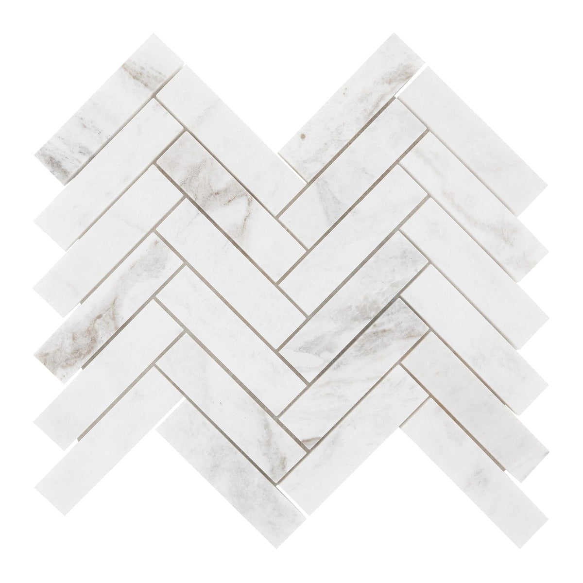 American Olean Genuine Stone White Ember 11-in x 12-in Honed Marble Herringbone Floor and Wall Mosaic Tile (0.67-sq ft per Piece)