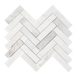 American Olean Genuine Stone White Ember 11-in x 12-in Honed Marble Herringbone Floor and Wall Mosaic Tile (0.67-sq ft per Piece)