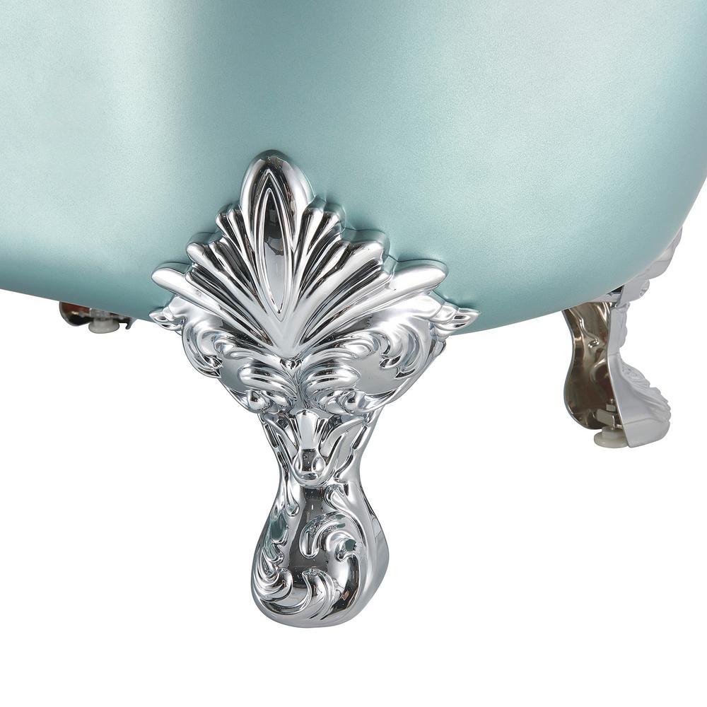 59 in. Fiberglass Double Slipper Clawfoot Non-Whirlpool Bathtub in Matte Lichen Green - Super Arbor