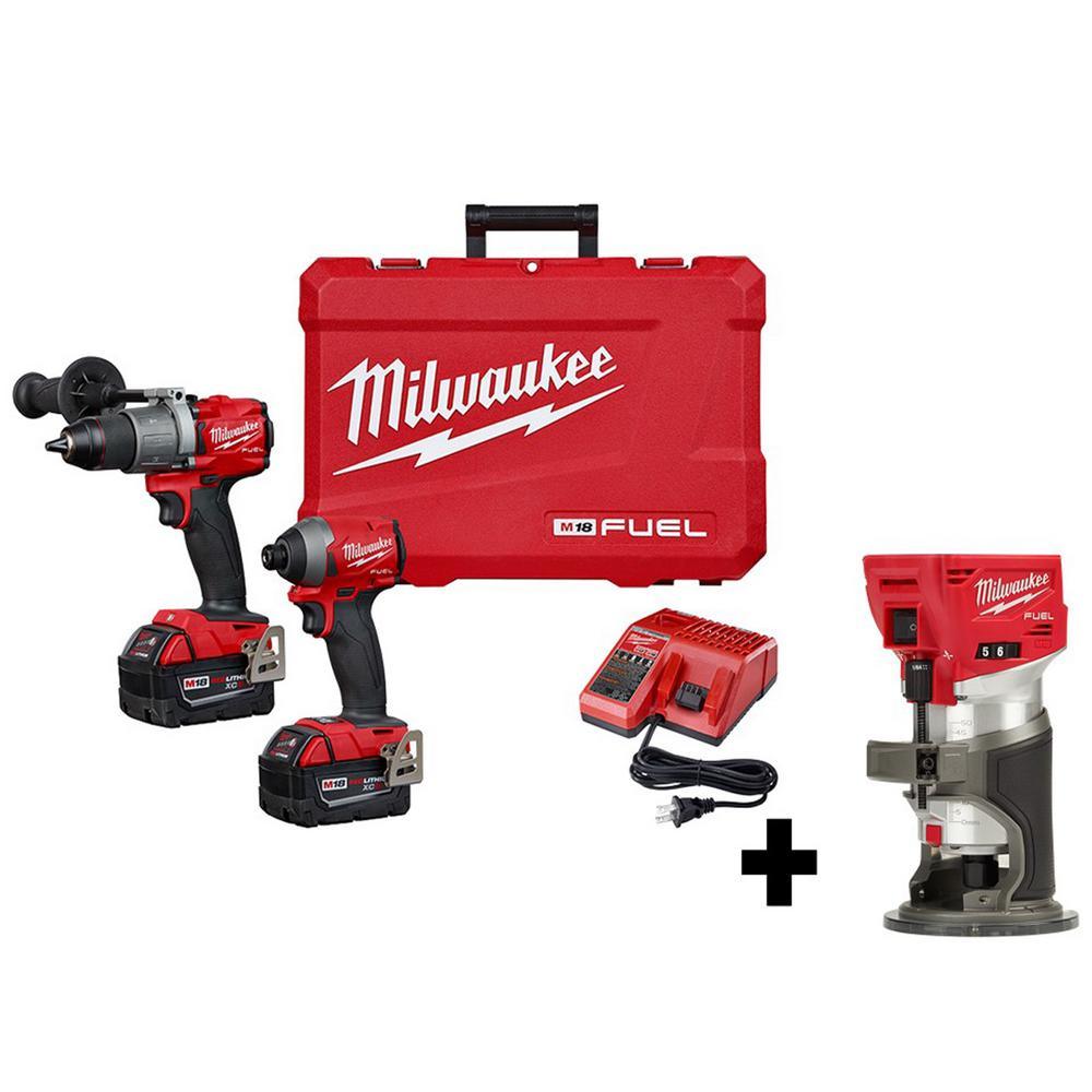 M18 FUEL 18-Volt Lithium-Ion Brushless Cordless Hammer Drill and Impact Driver Combo Kit (2-Tool) with Free FUEL Jigsaw - Super Arbor