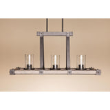 Kichler Barrington Distressed Black and Wood Tone Rustic Seeded Glass Linear Kitchen Island Light - Super Arbor