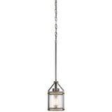 Kichler Barrington Distressed Black and Wood Rustic Seeded Glass Cylinder Pendant Light - Super Arbor