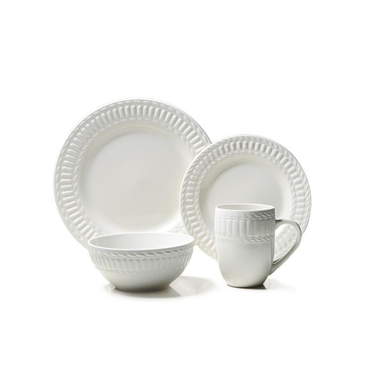 16-Piece Casual Off White Stoneware Dinnerware Set (Service for 4)