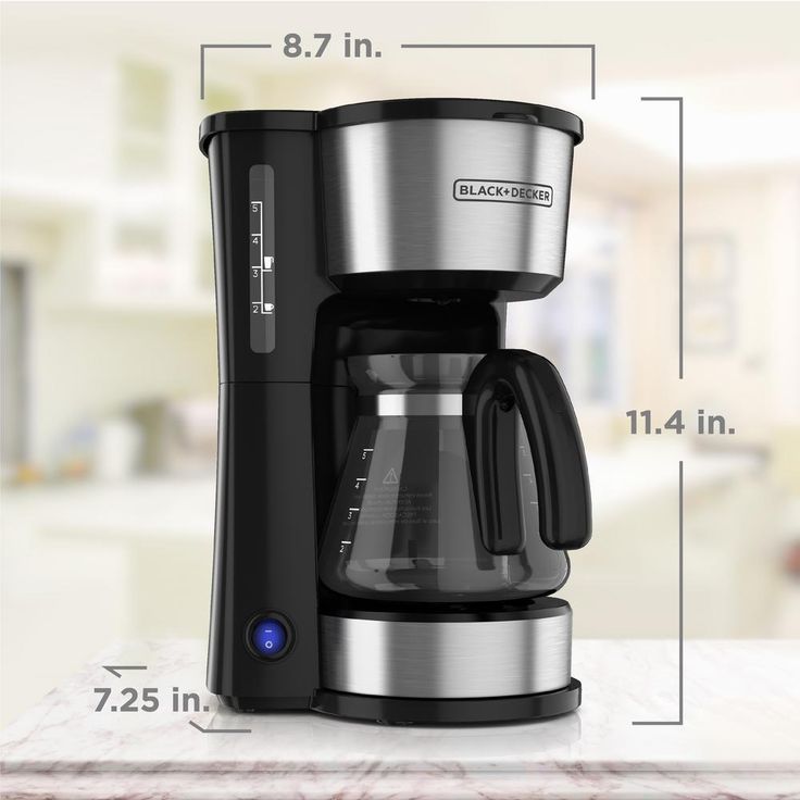 4-in-1 5-Cup Black Stainless Steel Drip Coffee Maker