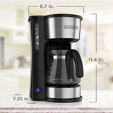 4-in-1 5-Cup Black Stainless Steel Drip Coffee Maker