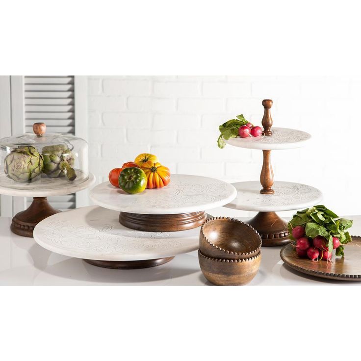 2-Tier Marble Dessert Server