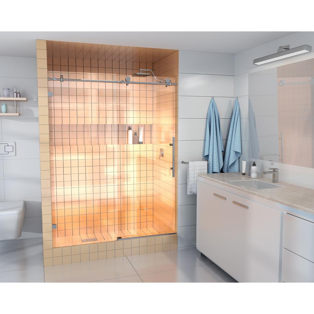 60 in. x 78 in. Frameless Sliding Shower Door in Brushed Nickel - Super Arbor