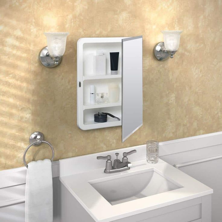 Glacier Bay 16 in. W x 20 in. H Rectangular Plastic Medicine Cabinet with Mirror