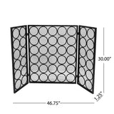 Hartly Modern Black and Silver Three Panel Iron Fire Screen - Super Arbor