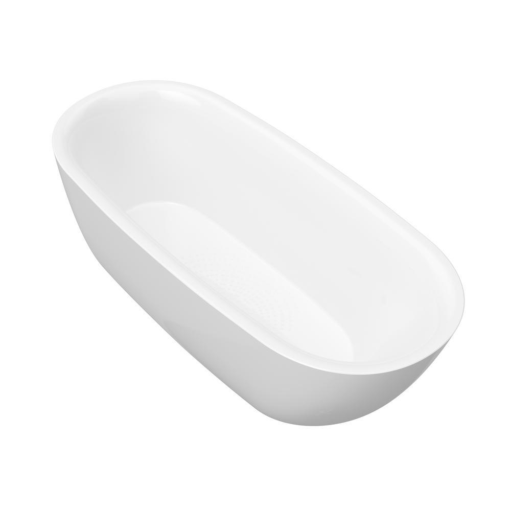 Ami 5.6 ft. Acrylic Flatbottom Freestanding Bathtub in Glossy White - Super Arbor
