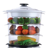 3-Tier 12 Qt. Stainless Steel Countertop Food Steamer and Rice Cooker