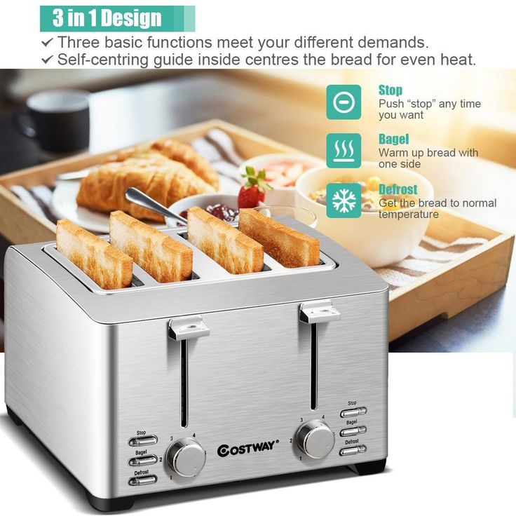 4-Slice Stainless Steel Extra-Wide Slot Toaster with Warming Rack