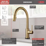 Delta Trinsic Touch2O Champagne Bronze 1-Handle Deck-Mount Pull-Down Touch Kitchen Faucet