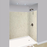 Expressions 48 in. x 48 in. x 96 in. 4-Piece Easy Up Adhesive Alcove Shower Wall Surround in Bianca - Super Arbor