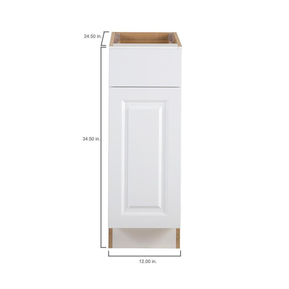 Benton Assembled 12x34.5x24.5 in. Base Cabinet with Soft Close Full Extension Drawer in White - Super Arbor