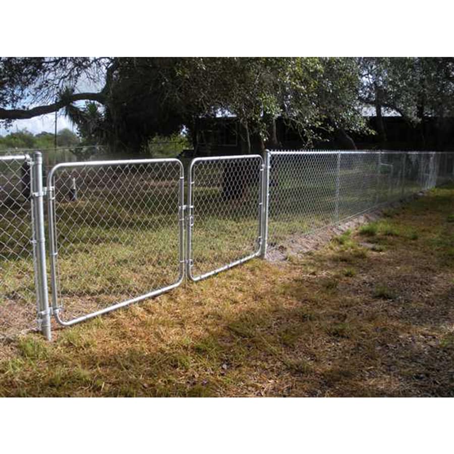 5-ft H x 10-ft W Galvanized Steel Drive-thru Chain Link Fence Gate with Mesh Size 2.375-in
