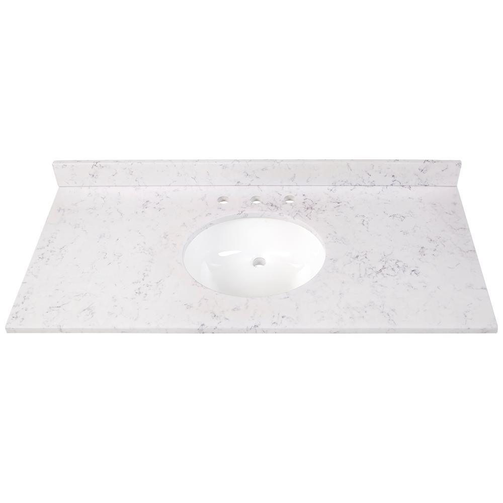 31 in. x 22 in. Stone Effects Vanity Top in Cascade with White Sink - Super Arbor